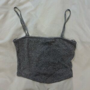 Zara Women Gray Soft Feel Knit Spaghetti Strap crop bandeau Top size small